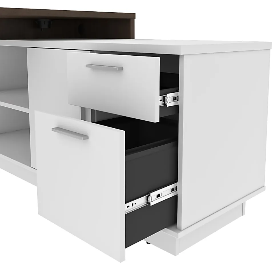 Bestar Equinox 72"W L-Shaped Corner Desk, Antigua/White