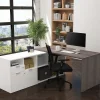 Bestar i3 Plus 72”W L-Shaped Corner Desk, Bark Gray