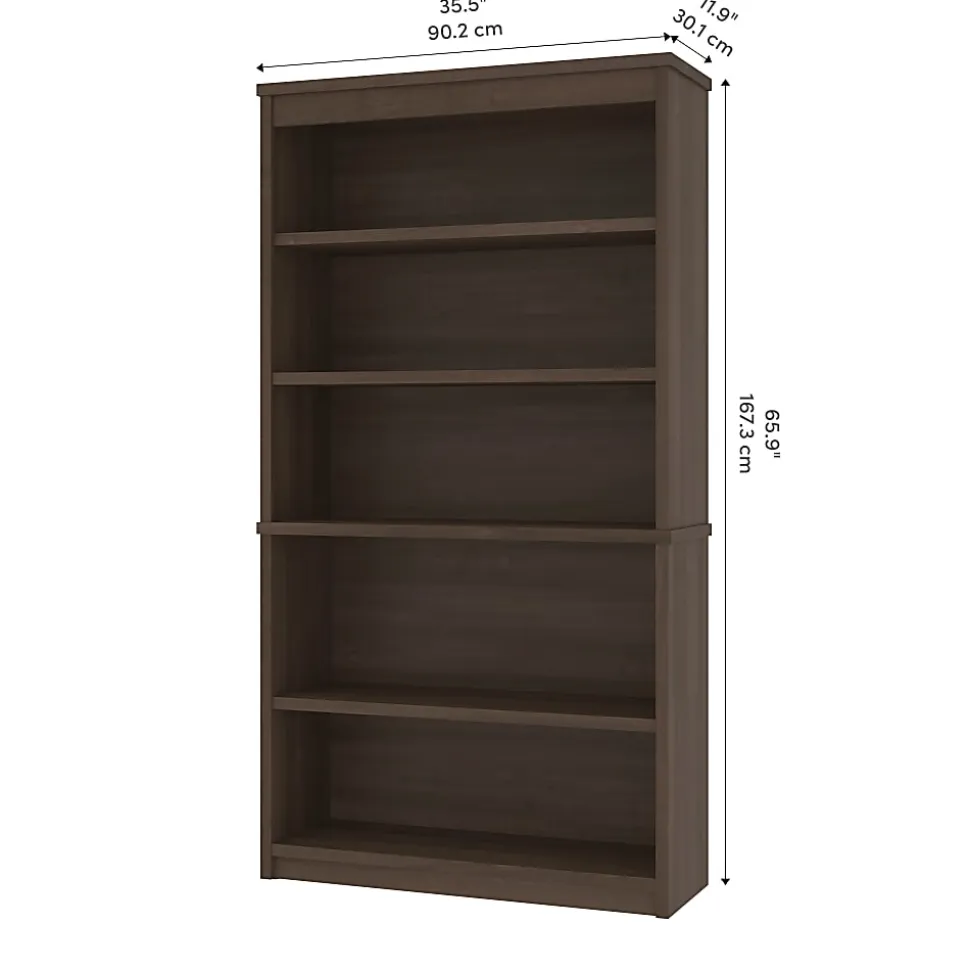 Bestar Logan U-Shaped Desk With Hutch, Lateral File Cabinet And Bookcase, Antigua