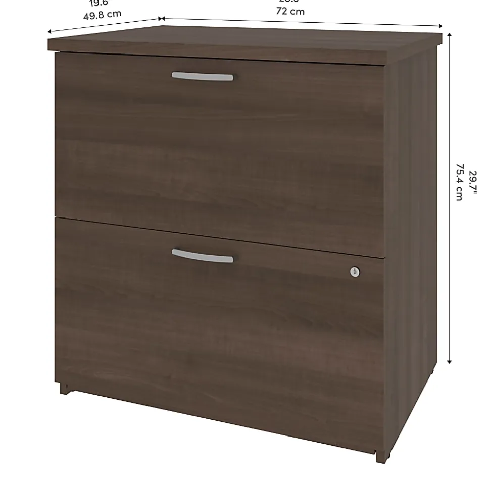 Bestar Logan U-Shaped Desk With Hutch, Lateral File Cabinet And Bookcase, Antigua