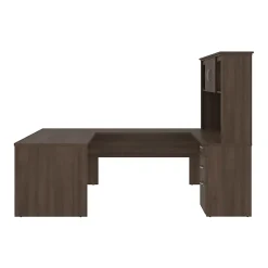 Bestar Logan 66”W U- Or L-Shaped Executive Corner Desk With Pedestal And Hutch, Antigua