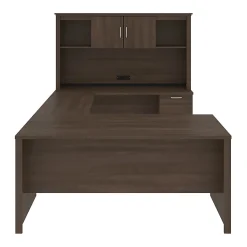 Bestar Logan 66”W U- Or L-Shaped Executive Corner Desk With Pedestal And Hutch, Antigua