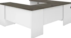 Bestar Norma 71"W U- Or L-Shaped Corner Desk, Walnut Gray/White