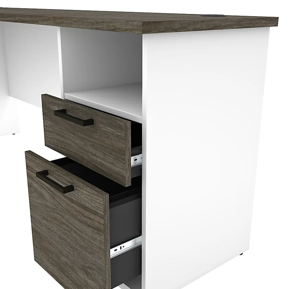 Bestar Norma 71"W U- Or L-Shaped Corner Desk, Walnut Gray/White