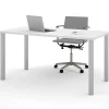 Bestar Universal 60"W Table Computer Desk With Square Metal Legs, White