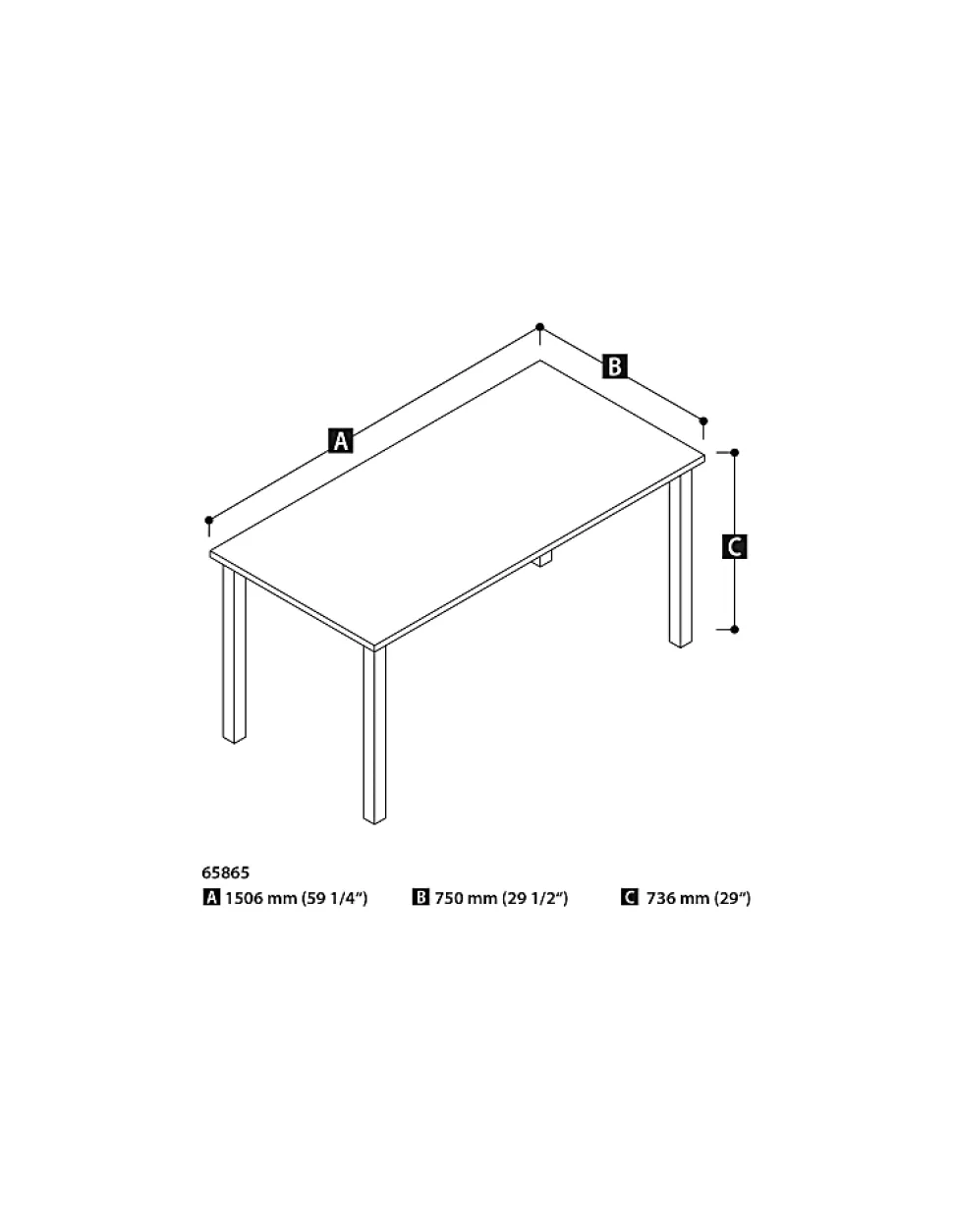 Bestar Universal 60"W Table Computer Desk With Square Metal Legs, White