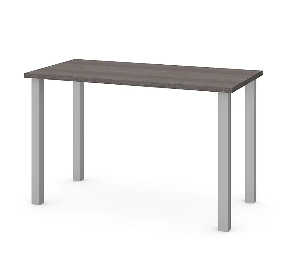 Bestar Universal 48"W Table Computer Desk With Square Metal Legs, Bark Gray