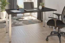 Bestar Universal 60"W Table Computer Desk With Square Metal Legs, Black