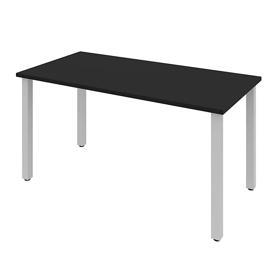 Bestar Universal 60"W Table Computer Desk With Square Metal Legs, Black