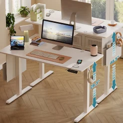 Bestier Electric Adjustable-Height Standing Desk With 3 Height-Memory Presets & USB Port, 56
