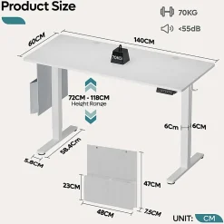 Bestier Electric Adjustable-Height Standing Desk With 3 Height-Memory Presets & USB Port, 56
