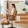 Bestier Ergonomic Faux Leather Mid-Back Cross Legged Office Task Chair With Wheels, Brown