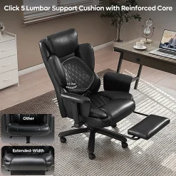 Bestier Ergonomic Faux Leather High-Back Executive Office Chair, Black