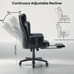 Bestier Ergonomic Faux Leather High-Back Executive Office Chair, Black
