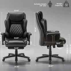 Bestier Ergonomic Faux Leather High-Back Executive Office Chair, Black