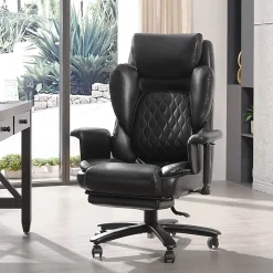 Bestier Ergonomic Faux Leather High-Back Executive Office Chair, Black