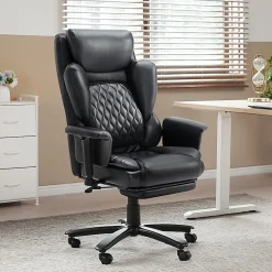 Bestier Ergonomic Faux Leather High-Back Executive Office Chair, Black