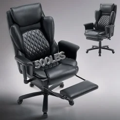 Bestier Ergonomic Faux Leather High-Back Executive Office Chair, Black