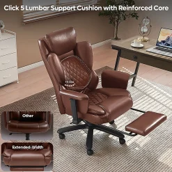Bestier Ergonomic Faux Leather High-Back Executive Office Chair, Brown