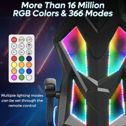 Bestier Ergonomic Gaming Chair With Integrated LED Lights, Black/Red
