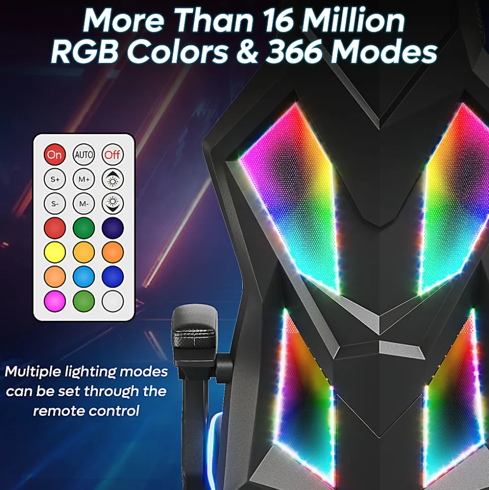 Bestier Ergonomic Gaming Chair With Integrated LED Lights, Black/Red