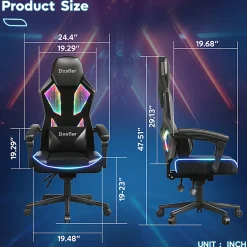 Bestier Ergonomic Gaming Chair With Integrated LED Lights, Black