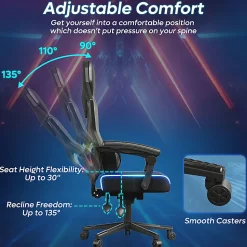 Bestier Ergonomic Gaming Chair With Integrated LED Lights, Black