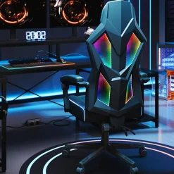 Bestier Ergonomic Gaming Chair With Integrated LED Lights, Black