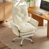 Bestier Ergonomic PU Leather High-Back Cross-Legged Executive Office Chair, Beige, H200671AMWP