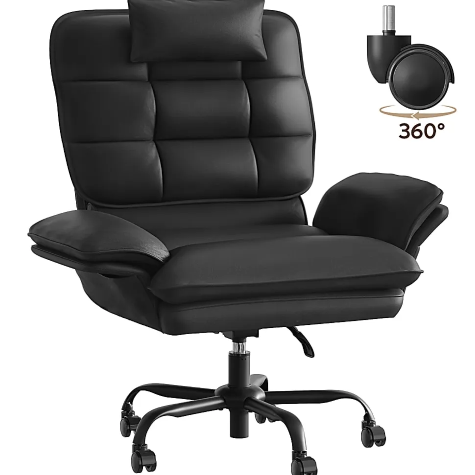 Bestier Ergonomic PU Leather High-Back Swivel Executive Office Chair, Black