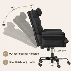 Bestier Ergonomic PU Leather High-Back Swivel Executive Office Chair, Black