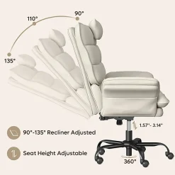 Bestier Ergonomic PU Leather High-Back Swivel Executive Office Chair, Beige