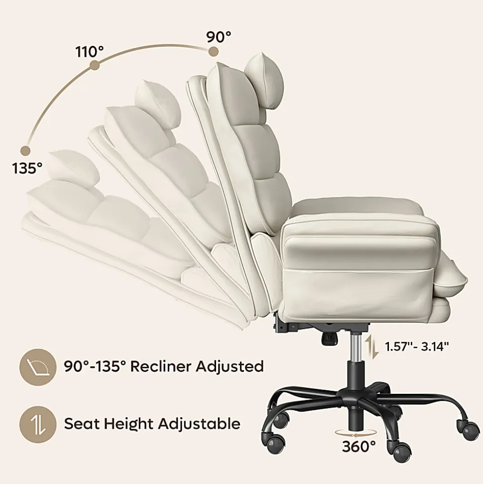 Bestier Ergonomic PU Leather High-Back Swivel Executive Office Chair, Beige