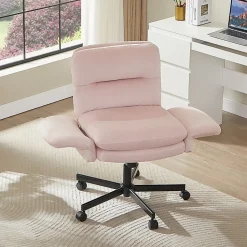 Bestier Ergonomic Velour Mid-Back Swivel Executive Task Chair, Pink