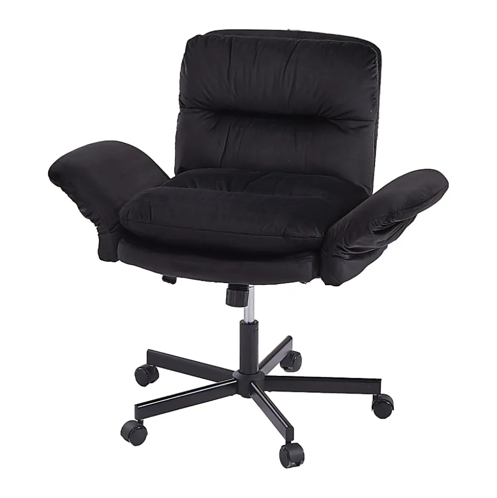 Bestier Ergonomic Velour Mid-Back Swivel Executive Task Chair, Black