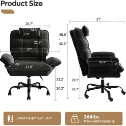 Bestier Ergonomic Velvet High-Back Swivel Executive Task Chair, Black