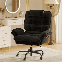 Bestier Ergonomic Velvet High-Back Swivel Executive Task Chair, Black