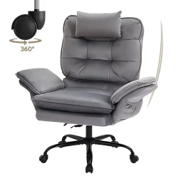 Bestier Ergonomic Velvet High-Back Executive Office Chair, Gray