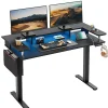 Bestier 58" Ergonomic Wood & Steel Height Adjustable Standing Desk,Black