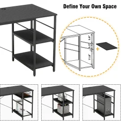 Bestier L-Shaped Corner Computer Desk With Storage Shelf, And Cord Management, 60