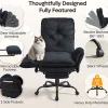 Bestier Velvet High-Back Cross-Legged Office Chair With Flip-Up Arms And Footrest, Black, Total Quantity 1