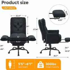 Bestier Velvet High-Back Cross-Legged Office Chair With Flip-Up Arms And Footrest, Black, Total Quantity 1