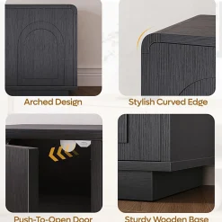 Bestier Wide Storage Cabinet with 2 Doors and Open Shelving, Black