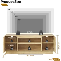 Bestier Wide Storage Cabinet with 2 Doors and Open Shelving, Natural Oak