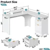 Bestier 56"W Modern L-Shaped Corner Computer Desk With Filing Drawer, White