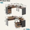 Bestier 56"W Standing Desk With Drawers & Monitor Stand, Rustic Brown