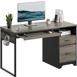 Bestier 48"W Writing Computer Desk with Storage Drawer & Keyboard Tray, Grey