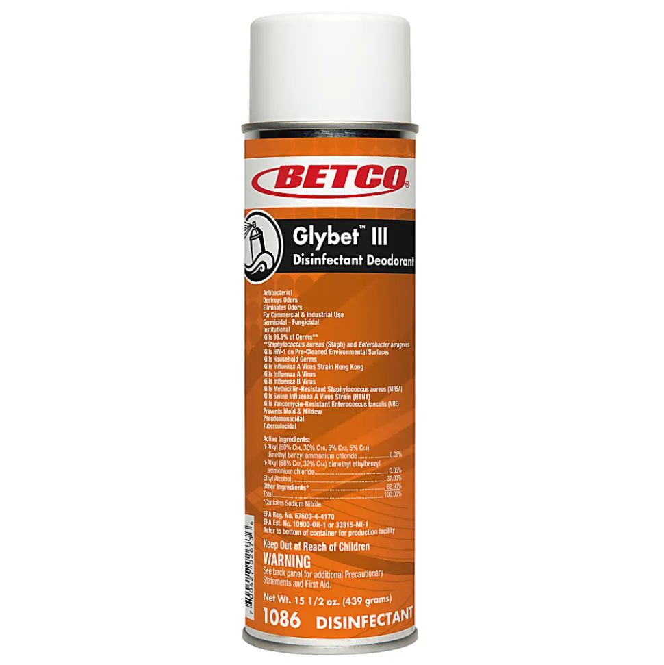 Betco® Glybet III Disinfectant, 15.5 Oz Bottle, Citrus Scent, Case Of 12