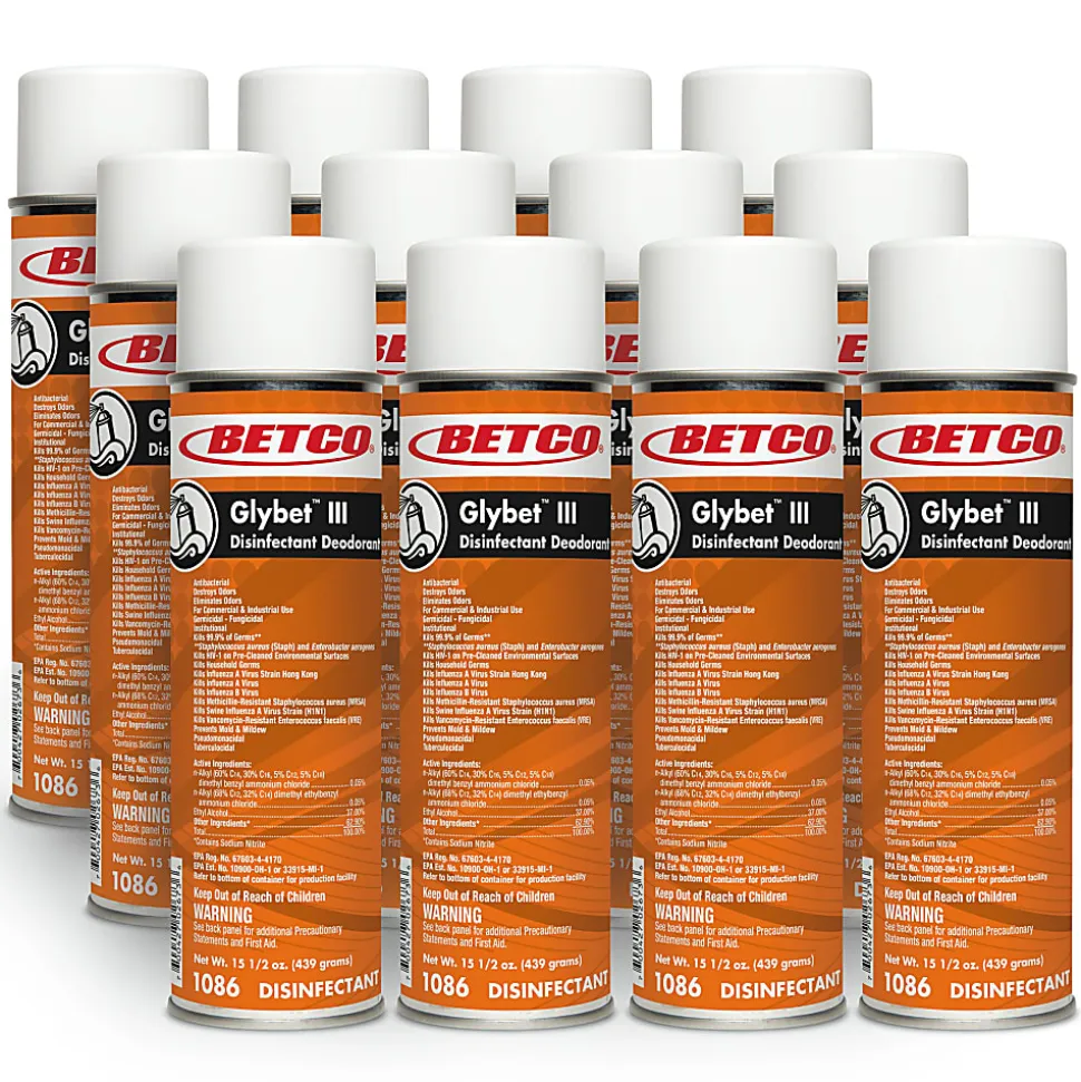 Betco® Glybet III Disinfectant, 15.5 Oz Bottle, Citrus Scent, Case Of 12
