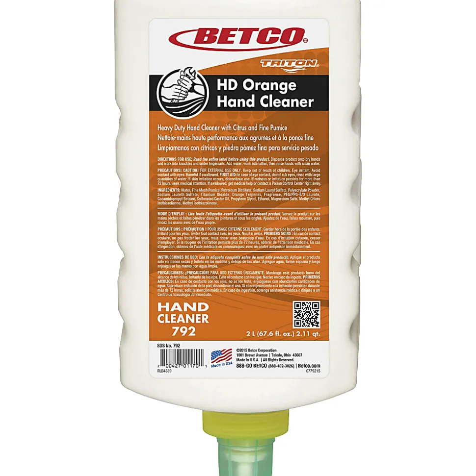 Betco® Triton® HD-792 Heavy-Duty Hand Cleanser, 2 Liters, Case Of 6 Bottles